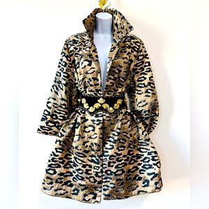 CHICOs Jacquard Cheetah Print A-Line Swing Jacket Size 2